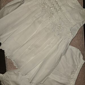 Elegant White Sleeveless Dress with Embroidery And Matching Pantaloons